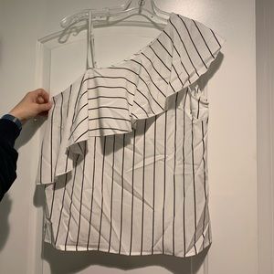 Striped one shoulder tank top